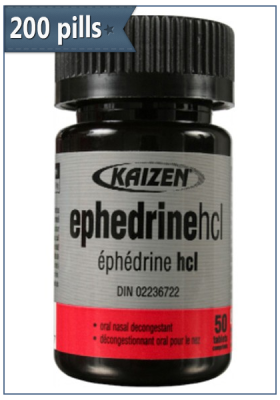 Ephedrine HCL (Ephedra) 200 pills per package